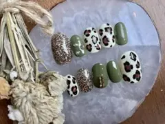 No.44 【送料無料　現品可　サイズオーダー】ネイルチップ　レオパードネイル
