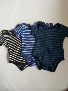 ボーダーロンパース3点セット 80