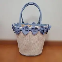 クラフトバンド リボン付き　サックスブルー×白　ＬＬサイズ　ちかこ クラフトバンド リボン付き サックスブルー×白 LLサイズ ちかこ様