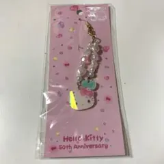ハローキティ 50周年 ストラップ 50th チャーム ビーズ オーロラのサムネイル