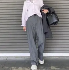 美品✨【ユニクロ/UNIQLO】タックワイドパンツ　グレー　Mサイズ