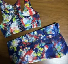 正規品★USED! Zumba 青マーブル柄上下セットSのサムネイル
