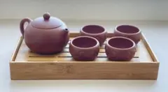 中国茶器　紫砂壺　陶器製急須と茶碗セット