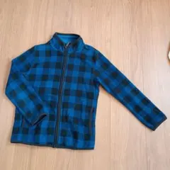 フリースジャケット 青と黒のチェック柄 100cm~