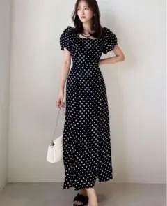 RESEXXY 水玉模様 半袖 マキシ丈 ワンピース