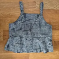 【160】グレー系チェック キャミソール 秋冬
