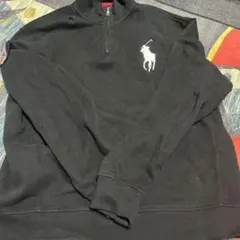 ラルフローレン ハーフジップ スウェット ブラック 刺繍ロゴ