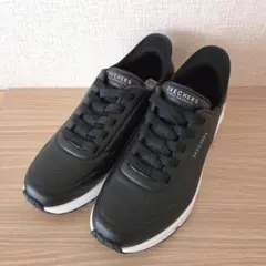 未使用級 スケッチャーズ スリップインズ スリッポン スニーカー 黒 25.5