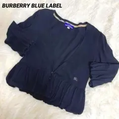 美品★BURBERRY BLUE LABEL カーディガン ボレロ　黒　刺繍ロゴ