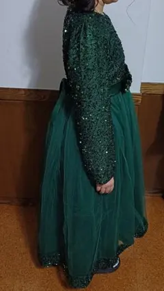 グリーンビーズ装飾ドレス