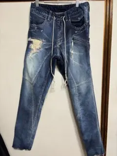 kmrii激レアケムリハイブリーチレザー紐デニムパンツ - メルカリ