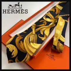 HERMES ネクタイ スカーフ柄 ブラック - メルカリ
