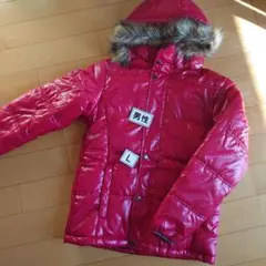 上着 Ｌ 中綿 Ｍ 赤 テカテカ フード コート アウター ジャケット