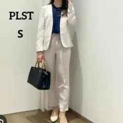 プラステ ノーカラージャケット パンツ セットアップ 背抜き ストレッチ