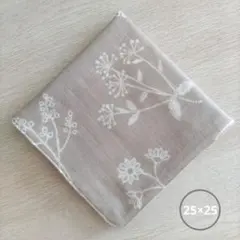 ハンドメイド ガーゼハンカチ大判(25×25)北欧風×モカベージュ