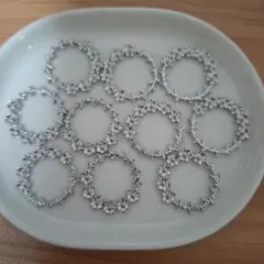 花付き円形パーツ 10個セット