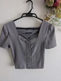 ✨EMODA グレー ボタン付き 半袖トップス Fサイズ✨