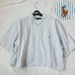 美品 ラルフローレン クロップド シャツ ノーカラー 半袖 大きいサイズ