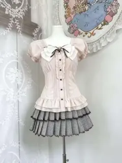 Me roir フロントリボンティアードスカート ミーロワール グレー