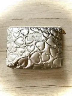 handmade キルティング ポーチ ハート シルバー