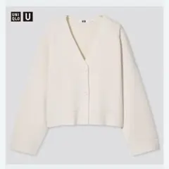 Uniqlo ミラノリブ Vネック カーディガン (長袖) アイボリー