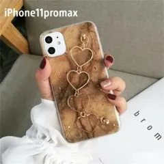 【iPhone11promax ブラウン】iPhoneケース キラキラ ハート