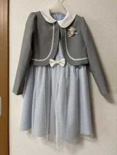 グレー水色ジャケット付きドレス　130