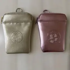Starbucks ポーチ 2個セット ゴールド ピンクのサムネイル