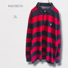 MACBETH ポロシャツ ボーダー ラガーシャツ 体型カバー ゆるだぼ 2Lのサムネイル