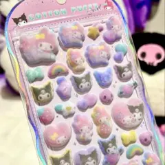 【正規品】　コットンパフィーシール　サンリオ　全員　集合　【まとめ買い割引】