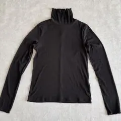 GU ジーユー リブメロータートルネックT Sサイズ ブラック 黒 薄手