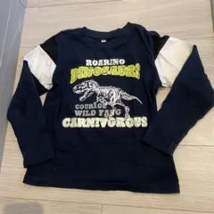 恐竜プリント長袖カットソー ネイビー