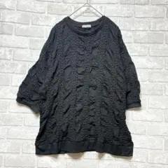 シアーカットソー 4L ブラック 大きくサイズ レイヤード ゆるダボ ゆったりのサムネイル