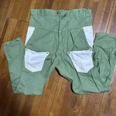 グリーン ワークパンツ 白ポケット付き