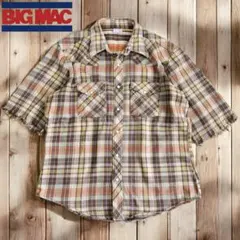 04M894◯ 70s BIG MAC 半袖 カットオフ ヘビーネルシャツ XL