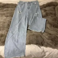 ZARA ダメージ加工 ライトブルーデニム