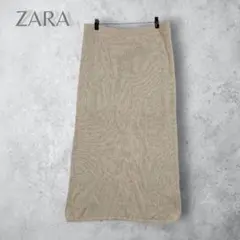 ZARA ザラ　コットンリネンロングタイトスカート ベージュ XL 洗える　無地のサムネイル