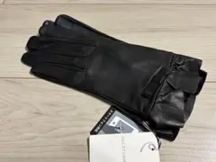 198新品JILLSTUART羊革レザーリボン付きフリルデザイン手袋ブラック