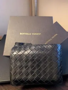 ボッテガヴェネタ イントレチャート　 折り財布　二つ折り　ブラック　箱付