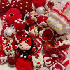 アクリルビーズ＊手書きビーズ＊赤系＊カスタムボールペン＊手描き＊SPちゃんE-②
