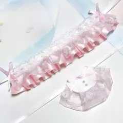 ★No.1276 にじぱぺっと ぬい服 ヘッドドレス スタイ ピンク
