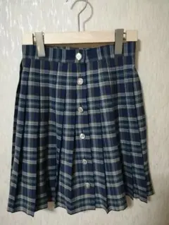 タータンチェックプリーツスカート ネイビー　スクールスカート