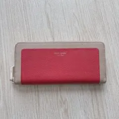 Kate Spade レザー長財布 レッド/ベージュ