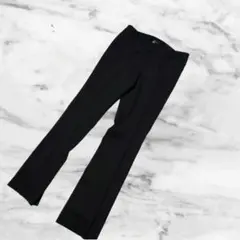 【美品 INED】 センタープレスパンツ 黒 ストライプ 9号 日本製 ウール