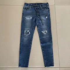 AZUL by moussy 星柄パッチワーク ダメージスキニーデニムパンツ