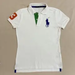 【S】Ralph Lauren ポロシャツ 半袖 ホワイトグリーン ビッグポニー