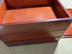 [最終値下げ]アンティーク昭和レトロ　木製　収納箱 お道具箱　重箱３段 蓋付き