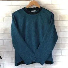 織模様総柄デザイン婦人プルオーバー グリーン系