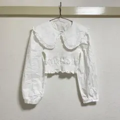 ブラウス　#ビッグカラー　#シャーリング　#フリル　#地雷　#重ね着　#ショート