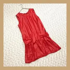 ARMANI JEANS◆ アルマーニジーンズ（M)　ノ－スリーブワンピース　赤